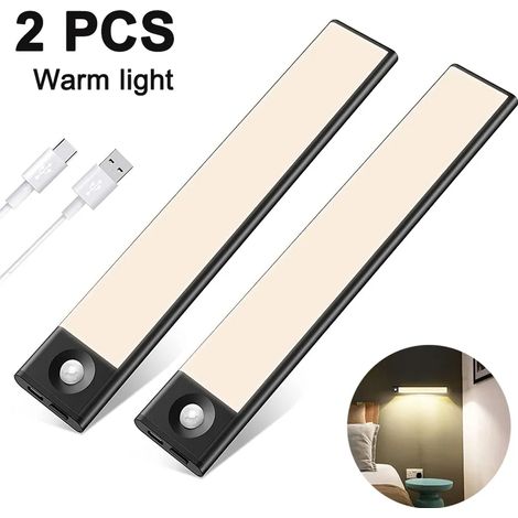 Lampe à détection de mouvement LED, éclairage de placard rechargeable USB, éclairage de dressing, éclairage sous meuble (1/4)
