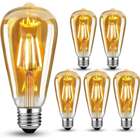 Lot de 6 ampoules LED vintage à incandescence, ampoules rétro idéales pour un éclairage nostalgique et rétro, blanc chaud (1/5)