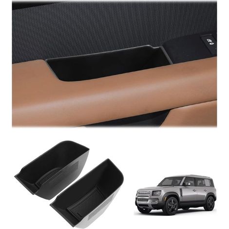 [Juego de 2] Compatible con Land Rover Defender 90 110 2020-2024 2025 Cajas de almacenamiento para consola central, Nueva bandeja organizadora Defender 110 L663 para asa de puerta (puerta delantera) (1/5)