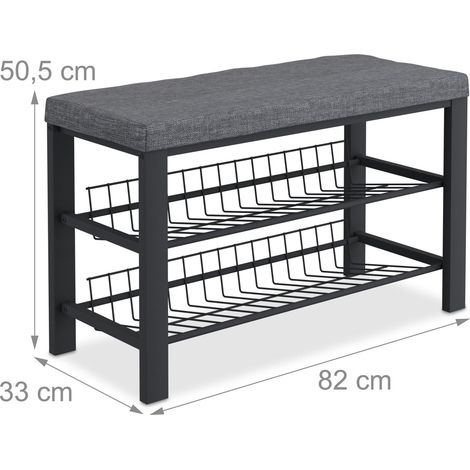 Panca portascarpe con seduta e contenitore 90 x 40 x 45 cm design moderno corridoio in metallo nero 130015957