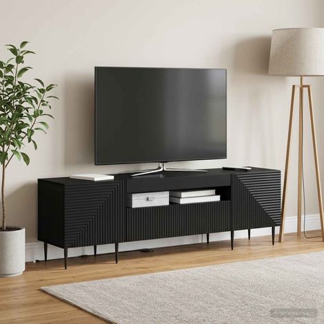 Meuble TV LED Noir Bois d'ingénierie (1/5)