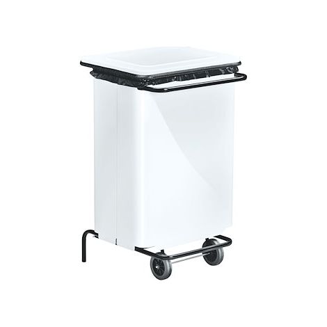 Support de sacs poubelles mobile 110 litres à pédales blanc