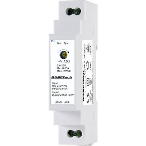 Basetech BT-2250248 Alimentatore per guida DIN 24 V 0.63 A 15 W Num. uscite:1 x Contenuto 1 pz. (1/4)