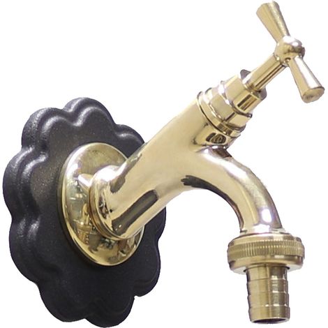 Rubinetto in ottone modello 303 completo di rosone margherita per casa fontana vasca lavello finitura ottone a scelta : lucido