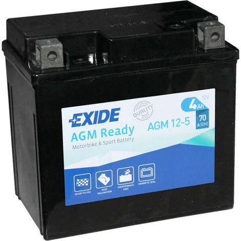 Batterie moto AGM12-5 YTX5L-BS YB5L-B 12v 4ah 70A (1/5)