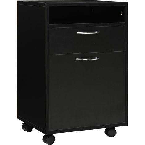 Rangement de bureau Caisson Mobile de Bureau avec Tiroir - Meuble de Rangement Peu Encombrant - Noir - Idéal pour Télétravail (1/5)