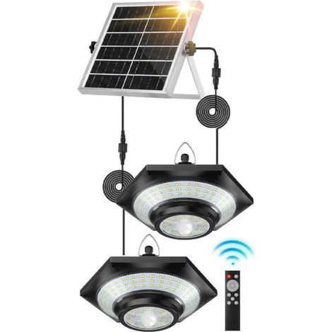 2 Lustre solaire, double tête, 16 LED, détection couleur, pour jardin garage extérieur (1/5)