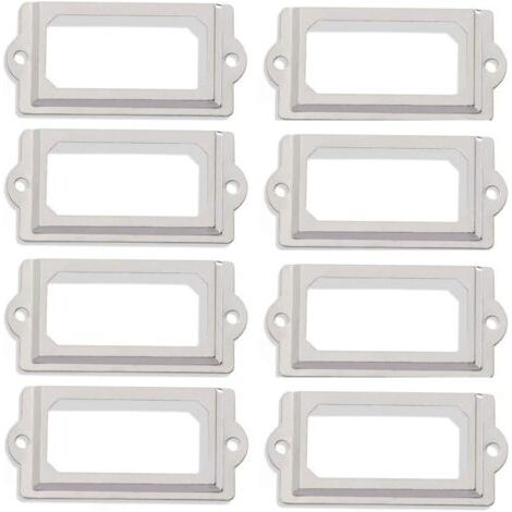 Lot de 50 porte-étiquettes 60 x 17 mm en métal nickel blanc vintage pour tiroir de bibliothèque (1/5)