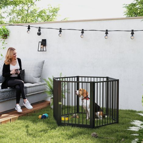 Enclos pour chiots 8 pièces noir en acier 76 cm de haut,parc de jeu modulable pour petits chiens,lapins et cochons d’Inde.