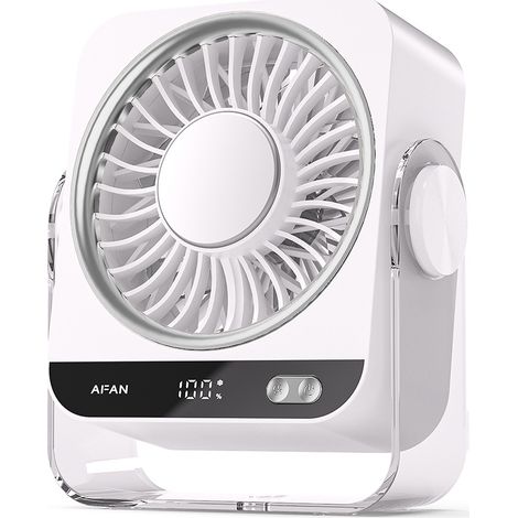 Ventilateur 2 en 1 Bureau et Mural Rechargeable USB – 199 Vitesses, Affichage Numérique, Fonction Rafraîchissement par Glace, Modèle Blanc-lsw