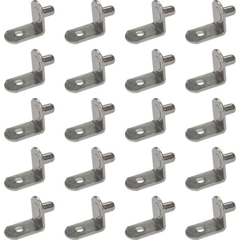 ZOLGINAH Lot de 20 pinces de support pour étagères, 5 mm en forme de L, pour meubles de placard, étagères de placard, supports avec trou, pour meubles de cuisine, livres et étagères (1/4)