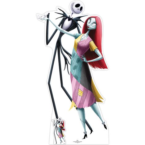 Figurine en carton Jack et Sally qui dansent - L'Etrange Noël de Monsieur Jack - Haut 185 cm (1/5)