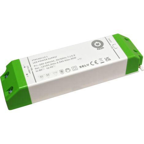 FTPC40V12-L: LED-Netzteil 12 V/3,33 A CV, kompaktes Kunststoffgehäuse, SSVL-Serie