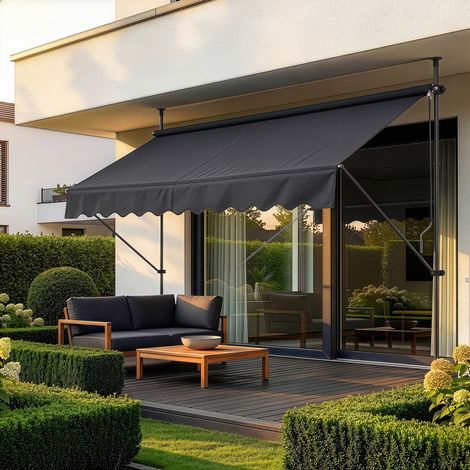 Toldo articulado barras telescópicas 250 x 120 x 220-309 cm Negro [pro.tec] (1/5)
