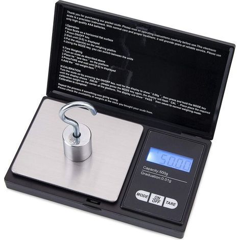 Balance à bijoux, minimum 0,01 g, maximum 500 g, affichage numérique LCD, professionnelle, portable, noire (1/5)