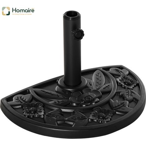 HOMAIRE Sonnenschirmständer 9kg Gartenschirmfuß mit Blumenmotiv HDPE halbrund Schwarz