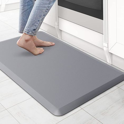 Kitchen floor mat, thickened anti-fatigue strip, long PVC leather entrance rug - silver-gray - 441201.2CM