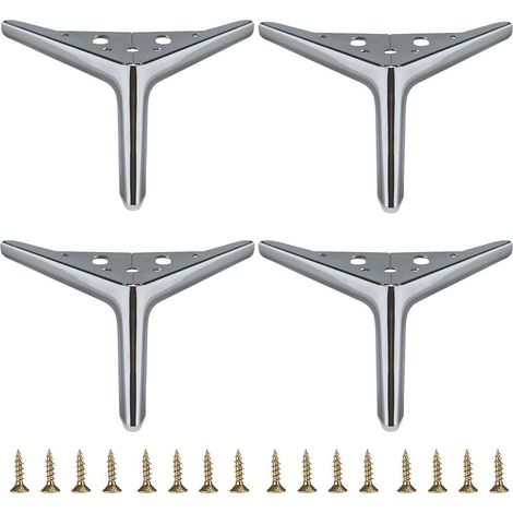 Pieds de meuble en métal argenté brillant – Lot de 4 pièces hauteur 10 cm – Idéal pour canapé, chaise ou meuble DIY (1/5)