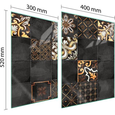 PLAQUE DE PROTECTION EN VERRE POUR POÊLE 70x52 MOSAÏQUE (1/5)
