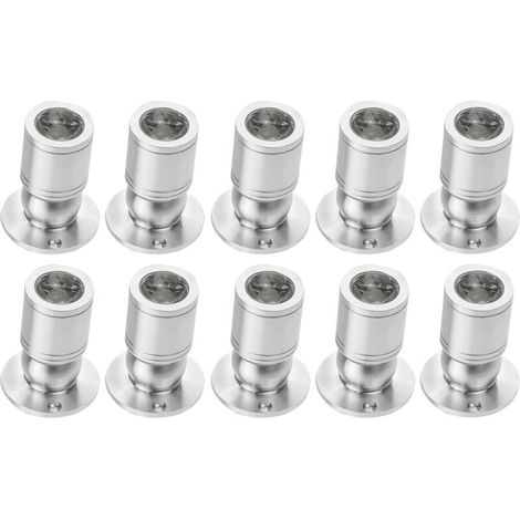 LED Downlight Mini Recessed Spot Ceiling Recessed 1W with Driver 100-265V AC for Home/Jewelry Cabinet/Living Room 10pcs (Silver, Warm Light)