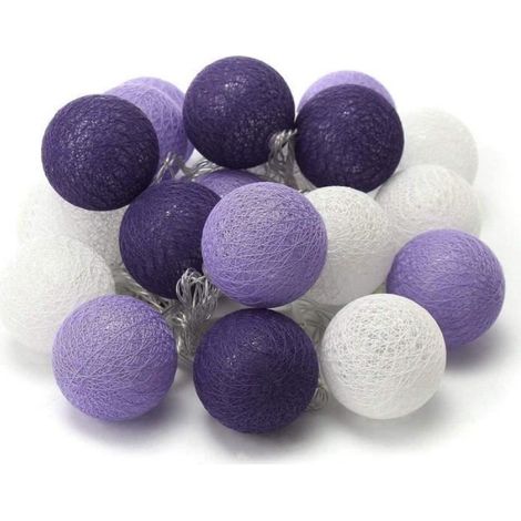 Guirlande Lumineuse - - Boule Coton - 6M - 40 LED - Violet - Intérieur (1/4)