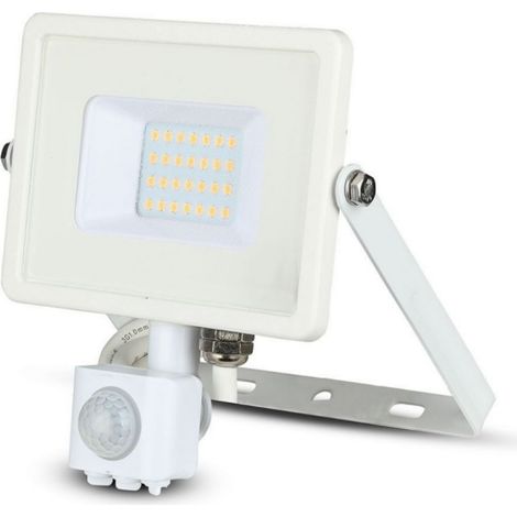 Faro Led Flood Light Slim 20W IP65 Neutro 4000K Carcassa Bianca con Sensore PIR di Movimento e Crepuscolare Chip Samsung SKU-449 (1/2)