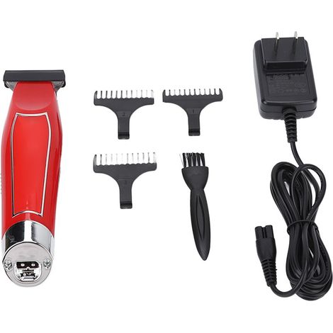 TIVCROXS - cheveux électrique rouge, tondeuse de précision en acier inoxydable avec 3 peignes-guides, ensemble coiffure professionnel, prise US 100-240V. (1/5)