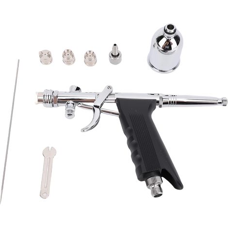 Set aérographe double action gravité – Buse 0,3mm libération rapide, godet 15cc, peinture art créatif (1/5)