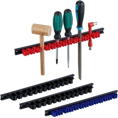 Porte-Outils 4 pièces, Barre à Outils Murale, Doubles Pinces, pour Tournevis, Plastique, Choix de Couleur (1/4)