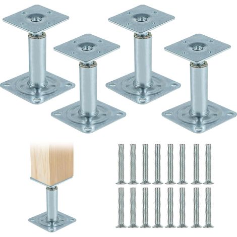 Support Poteau Bois Réglables 100-130 mm, 4 Pièces Supports de Poteau en Acier Galvanisé épaissie, Pied de Support pour Clôtures, Abris, Terrasses, Carports, Pergolas, Tonnelles de Jardin (1/5)