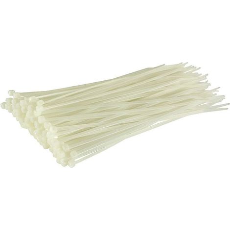 Lot de 100 Serre-câbles, Blanc/Naturel, 300 mm x 3,6 mm, Qualité Supérieure Colliers de Serrage Plastique (1/4)