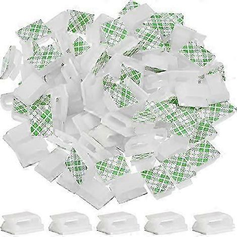 100 attaches adhésives pour câbles, clips de gestion des câbles, supports de câbles (13 x 10 mm Blanc) (1/5)