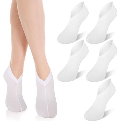 10PCS chaussettes blanches en coton spa, chaussettes hydratantes réutilisables, mélange de coton respirant manches de masque de pied pour sec, pieds fissurés soulagement, soins hydra (1/5)