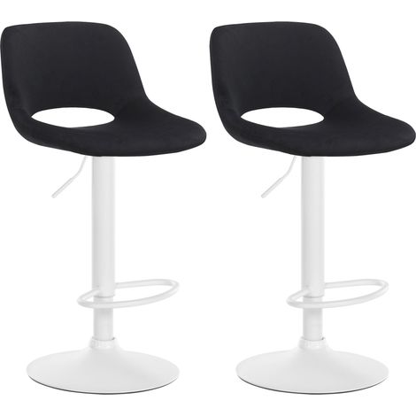 Sgabelli da bar seggioloni x2 con poggiapiedi in velluto nero base in metallo bianco 100004092