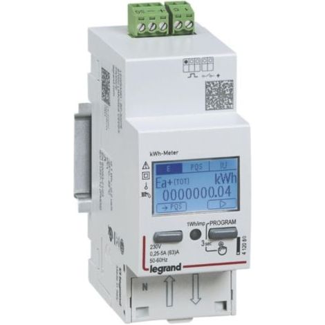 Compteur modulaire monophasé EMDX³ non MID raccordement direct 63A - 2 modules - avec sortie à impulsions - LEGRAND