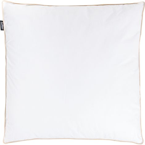 Almohada de plumas y plumón de pato de perfil bajo para cama triple compartimento funda de algodón de primera calidad blanco 80 x 80 cm Etna