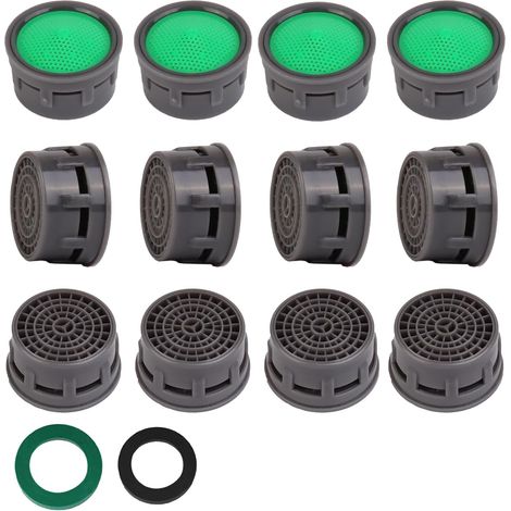 12-teiliger Wasserhahn-Luftsprudler – Durchflussbegrenzer-Einsatz – Ersatzteil mit Dichtungsring – für Bad- und Küchenarmaturen – 12-teilig (1/5)