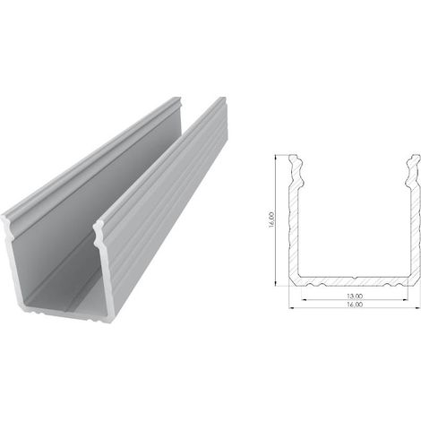 AL12-GLS3-RW-1000: Oberflächenprofil ALU roh 16x16mm 1000mm OBERFLÄCHE roh alu