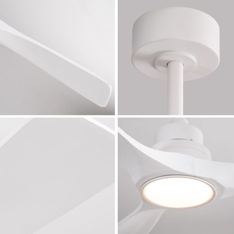Ventilateur de plafond LED 60 pouces blanc, 3 pales bois, télécommande, 6 vitesses FloraGrace (1/5)