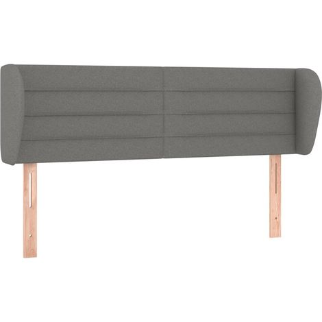 Testiera Testata del letto ad Orecchio Grigio Scuro 147x23x78/88 cm in Tessuto (1/4)
