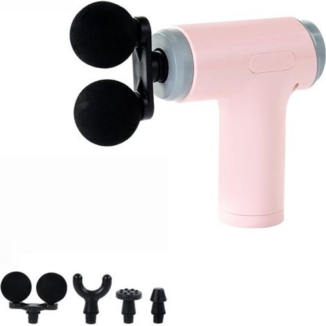 Pistolet de massage – Rose – 6 vitesses – 4 embouts – Rechargeable Type-C – 2200-4000 rpm – Mini (1/5)