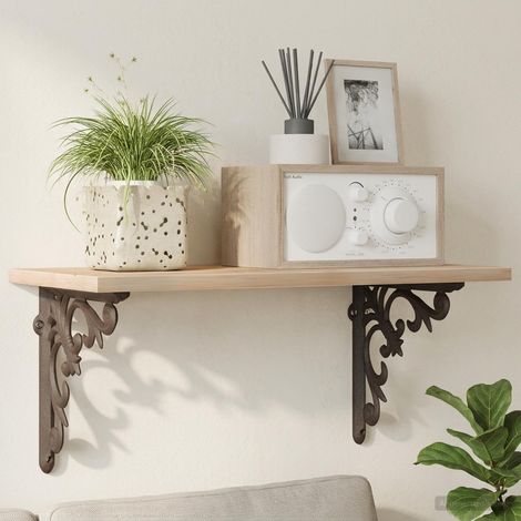 vidaXL Wall Shelf Brackets 12 pcs Antique Brown 21.5 x 21.5 x 3.5 cm (1/5)