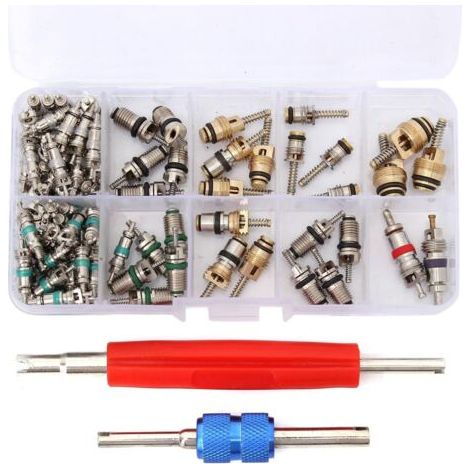 100x Valve Core R12/ R134A Voiture Air Climatiseur Vanne Noyau Démonte obus Kit
