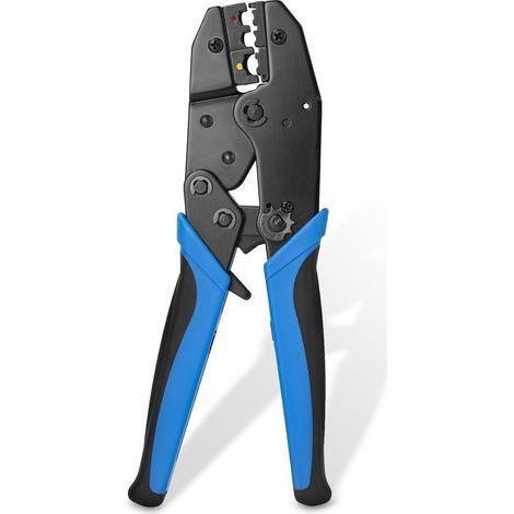 Crimpzange für isolierte Kabelschuhe, Ratschen-Crimpzange für isolierte Kabelschuhe, professionelle Crimpzange für Elektriker (0,5–6 mm²), blau (1/5)