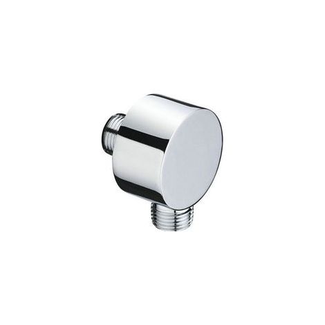 BET Raccord de tuyau rond - Coude de raccordement mural chromé - - En laiton - Universel - 1/2" - Raccord à sable - Raccord mural de douche pour douchette à main (1/5)