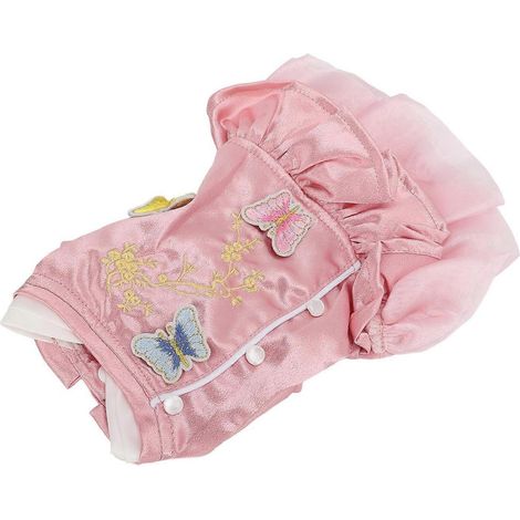Vêtements pour animaux de compagnie de style chinois pour chiens et chats : Cheongsam en satin doux et respirant, taille M. (1/2)