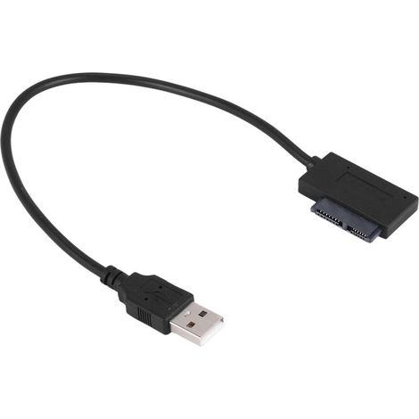 Adaptateur USB PC 6P + 7P CD DVD Rom SATA Vers 2.0 Convertisseur Slimline Sata 13 Broches Câble de Lecteur pour Portable Ordinateur (1/5)