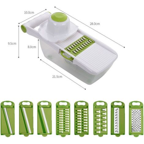 28x10x9,5 cm - Set multifunzionale per tagliare le verdure - Per la cucina di casa - Grattugia per patate e carote - Taglia-cucchiai e affettatrice manuale - Grattugia in acciaio inox (1/5)