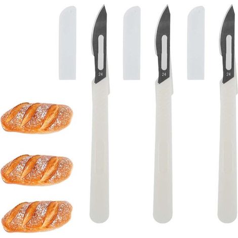 Brotausstecher-Set mit Teigschaber zum Selbermachen von Mustern – Markierungswerkzeug – 3-teiliges Set – Backausstecher für Baguettes und Kuchenformen