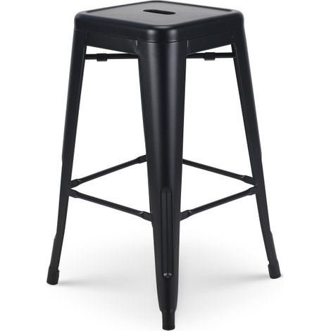 Tabouret de bar style industriel noir mat - Hauteur 66 cm (1/5)
